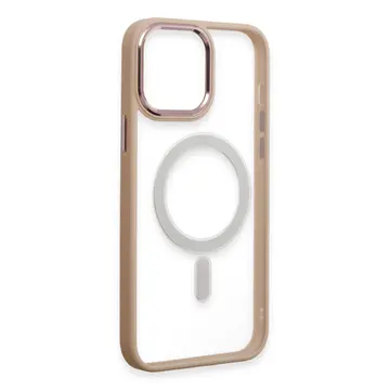 İphone 15 Pro Max Kılıf Room Magneticsafe Silikon - Pudra