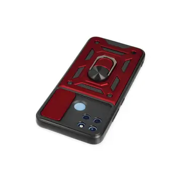 Realme C25y Kılıf Pars Lens Yüzüklü Silikon - Kırmızı