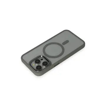 İphone 15 Pro Max Kılıf Room Magneticsafe Silikon - Gri