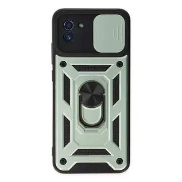 Samsung Galaxy A03 Kılıf Pars Lens Yüzüklü Silikon - Yeşil