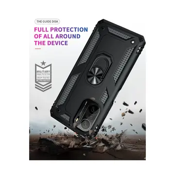 Xiaomi Poco F3 Kılıf Sofya Yüzüklü Silikon Kapak - Siyah