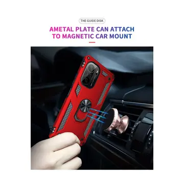 Xiaomi Poco F3 Kılıf Sofya Yüzüklü Silikon Kapak - Kırmızı