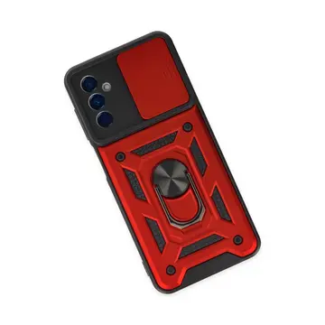 Samsung Galaxy A04s Kılıf Pars Lens Yüzüklü Silikon - Kırmızı