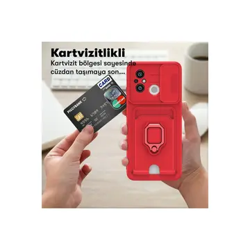 Xiaomi Redmi 12c Kılıf Zuma Kartvizitli Yüzüklü Silikon - Lacivert