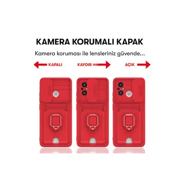 Xiaomi Redmi 12c Kılıf Zuma Kartvizitli Yüzüklü Silikon - Lacivert