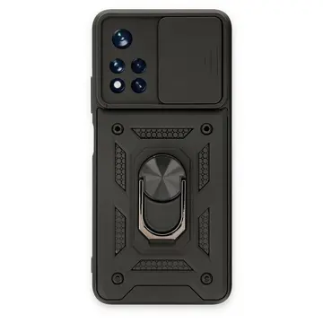 Xiaomi Poco M4 Pro 5g Kılıf Pars Lens Yüzüklü Silikon - Siyah