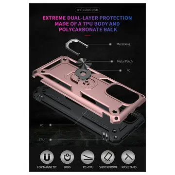 Xiaomi Poco F3 Kılıf Sofya Yüzüklü Silikon Kapak - Rose