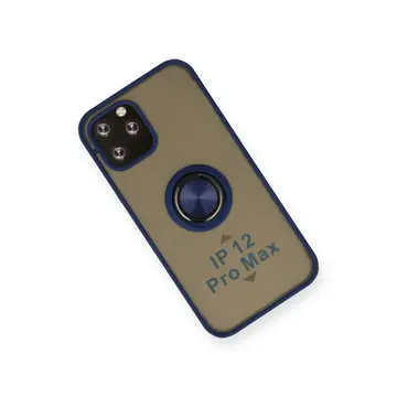 İphone 12 Pro Kılıf Montreal Yüzüklü Silikon Kapak - Lacivert
