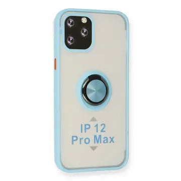 İphone 12 Pro Kılıf Montreal Yüzüklü Silikon Kapak - Buz Mavi