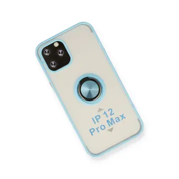 İphone 12 Pro Max Kılıf Montreal Yüzüklü Silikon Kapak - Buz Mavi