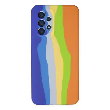 Samsung Galaxy A73 5g Kılıf Ebruli Lansman Silikon - Mavi-turuncu
