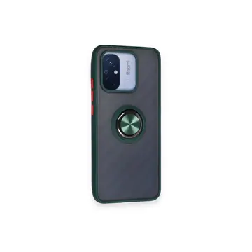 Xiaomi Redmi 12c Kılıf Montreal Yüzüklü Silikon Kapak - Yeşil