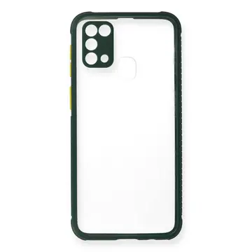 Samsung Galaxy M31 Kılıf Miami Şeffaf Silikon - Koyu Yeşil