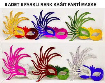 639lı Renkli Balo Maskesi Seti | Karton  Lastikli (yetişkin-çocuk Uyumlu)