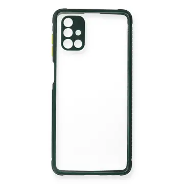 Samsung Galaxy M51 Kılıf Miami Şeffaf Silikon - Koyu Yeşil