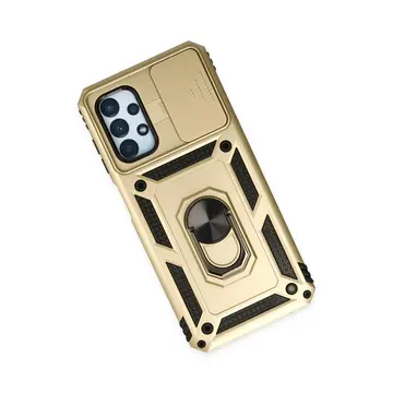 Samsung Galaxy A33 5g Kılıf Pars Lens Yüzüklü Silikon - Gold