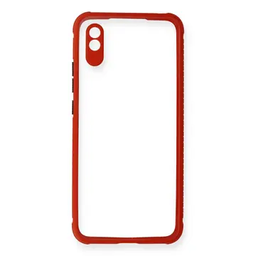 Xiaomi Redmi 9a Kılıf Miami Şeffaf Silikon - Kırmızı