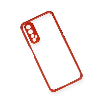 Realme 7 Kılıf Miami Şeffaf Silikon - Kırmızı