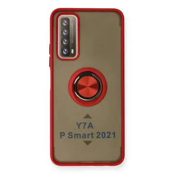 Huawei P Smart 2021 Kılıf Montreal Yüzüklü Silikon Kapak - Kırmızı