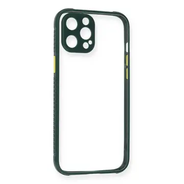 İphone 12 Pro Kılıf Miami Şeffaf Silikon - Koyu Yeşil