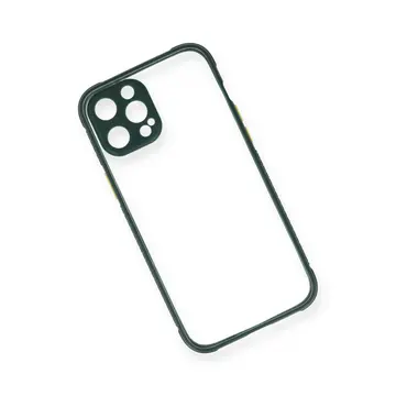 İphone 12 Pro Kılıf Miami Şeffaf Silikon - Koyu Yeşil
