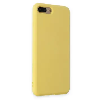 İphone 7 Plus Kılıf Nano İçi Kadife Silikon - Sarı