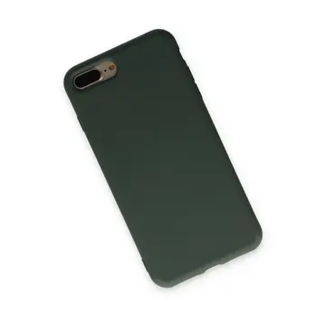 İphone 7 Plus Kılıf Nano İçi Kadife Silikon - Koyu Yeşil