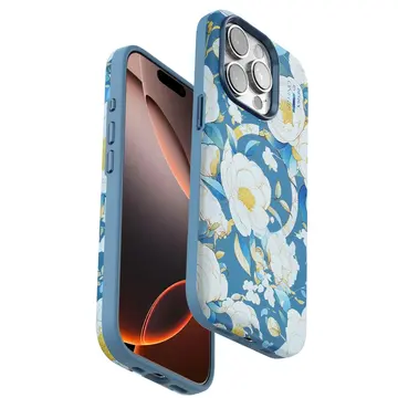 Onegif  İphone 14 Pro Flower Series Magsafe Kapak - Mavi