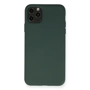 İphone 11 Pro Max Kılıf Nano İçi Kadife Silikon - Koyu Yeşil