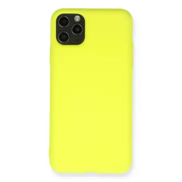İphone 11 Pro Max Kılıf Nano İçi Kadife Silikon - Sarı