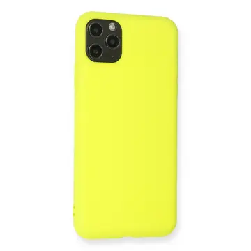 İphone 11 Pro Max Kılıf Nano İçi Kadife Silikon - Sarı