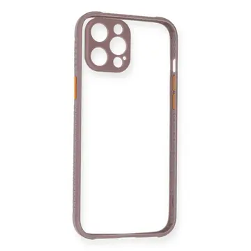 İphone 12 Pro Max Kılıf Miami Şeffaf Silikon - Açık Mor