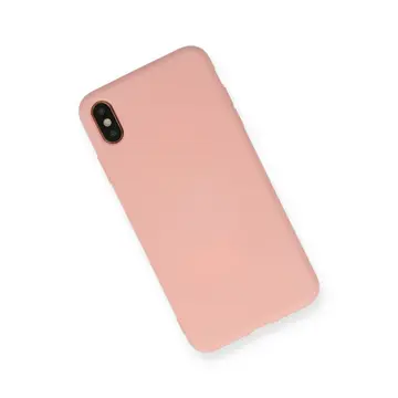 İphone X Kılıf Nano İçi Kadife Silikon - Pudra