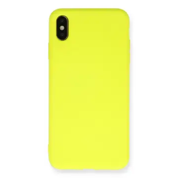 İphone X Kılıf Nano İçi Kadife Silikon - Sarı