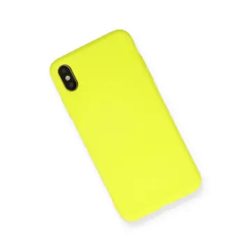 İphone X Kılıf Nano İçi Kadife Silikon - Sarı