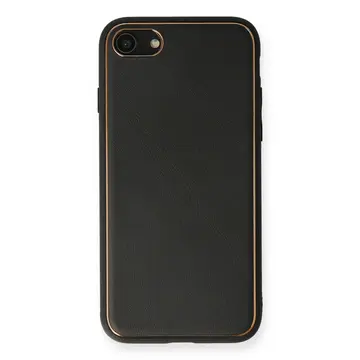 İphone 7 Kılıf Coco Deri Silikon Kapak - Siyah