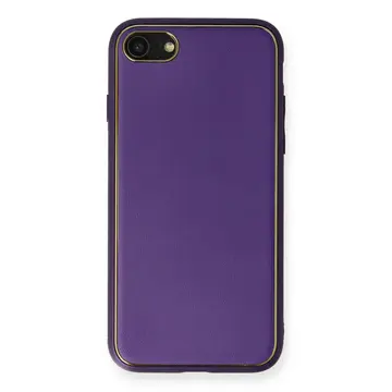 İphone 7 Kılıf Coco Deri Silikon Kapak - Mor