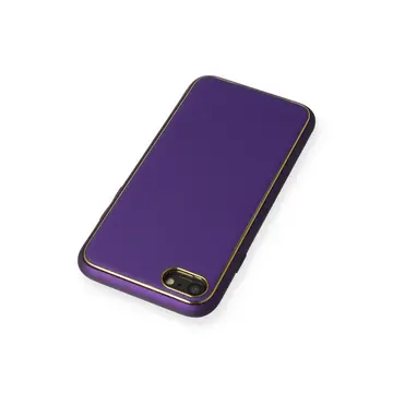 İphone 7 Kılıf Coco Deri Silikon Kapak - Mor