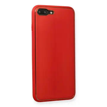 İphone 7 Plus Kılıf Coco Deri Silikon Kapak - Kırmızı