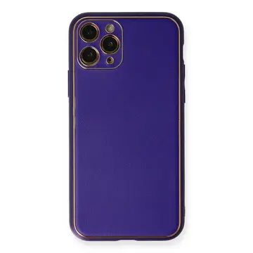 İphone 11 Pro Kılıf Coco Deri Silikon Kapak - Mor