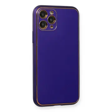 İphone 11 Pro Kılıf Coco Deri Silikon Kapak - Mor