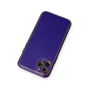 İphone 11 Pro Kılıf Coco Deri Silikon Kapak - Mor
