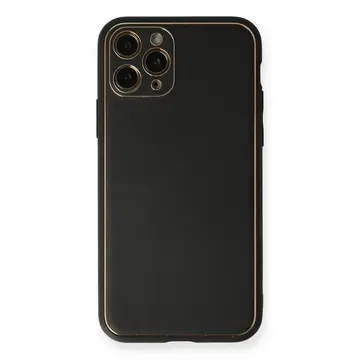 İphone 11 Pro Max Kılıf Coco Deri Silikon Kapak - Siyah