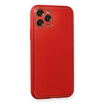 İphone 11 Pro Max Kılıf Coco Deri Silikon Kapak - Kırmızı