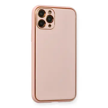 İphone 11 Pro Max Kılıf Coco Deri Silikon Kapak - Pembe