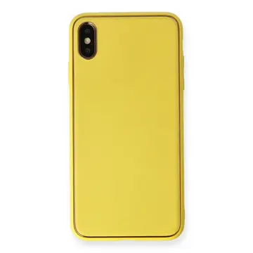 İphone Xs Max Kılıf Coco Deri Silikon Kapak - Sarı
