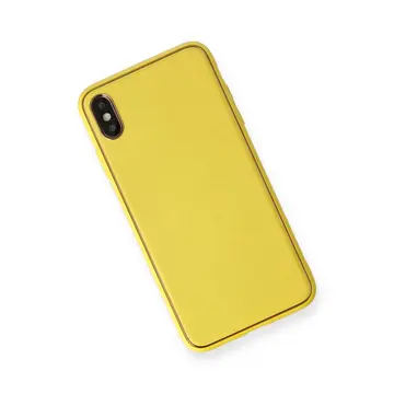 İphone Xs Max Kılıf Coco Deri Silikon Kapak - Sarı