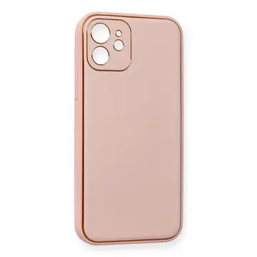 İphone 12 Kılıf Coco Deri Silikon Kapak - Pembe