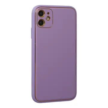 İphone 12 Kılıf Coco Deri Silikon Kapak - Lila