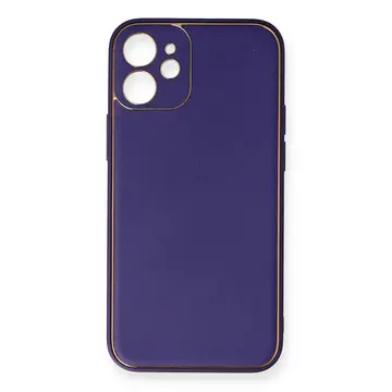 İphone 12 Mini Kılıf Coco Deri Silikon Kapak - Mor